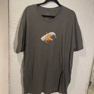 Gray Graphic Tee with Orange kraken Design